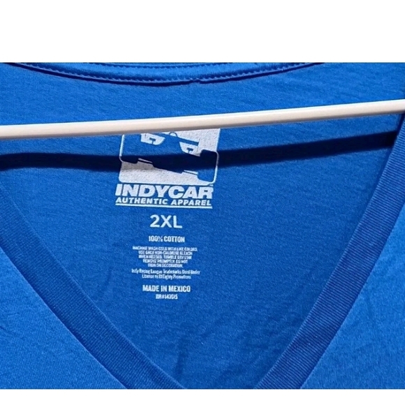 Indy Car Tony Kanaan Blue V-Neck Tee with Silver Graphic - Picture 3 of 10